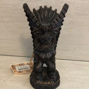Vintage Tiki God of Money KC company Made in Hawaii carved figure w Tag